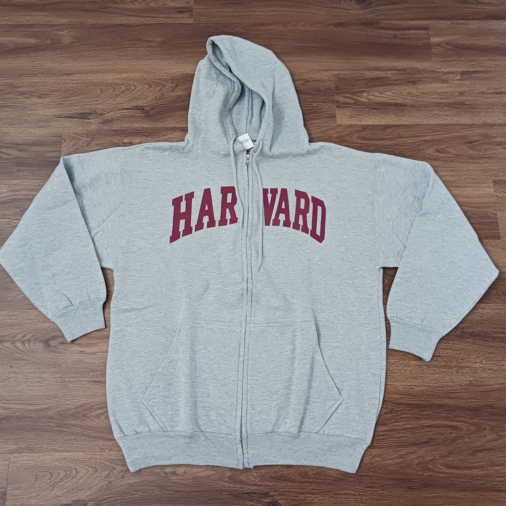 Harvard University Zip Up Hoodie Mens XL Gray Authentic Life Apparel New